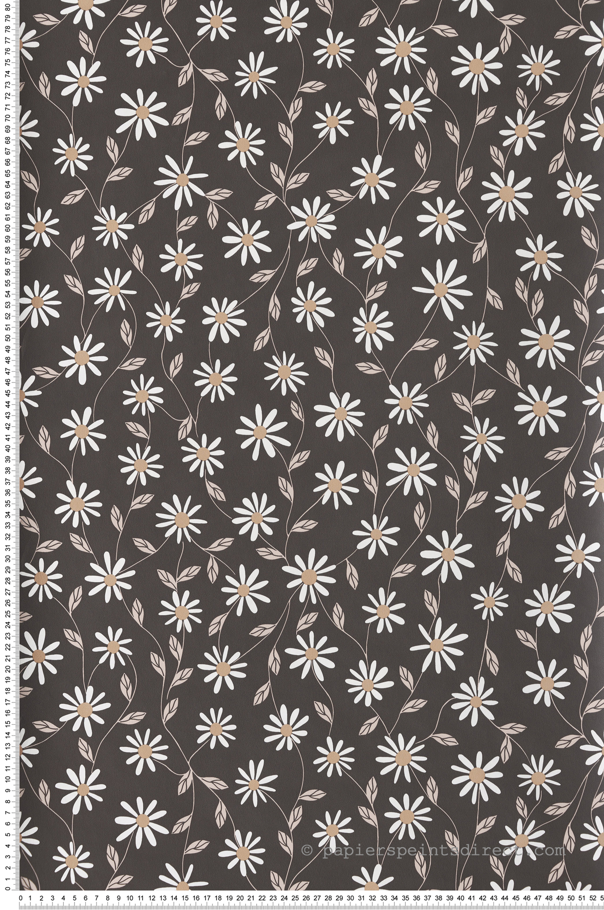 Papier peint Vintage Fleur Anna beige noir - Essentiel de Casélio | Réf. ETL103121099