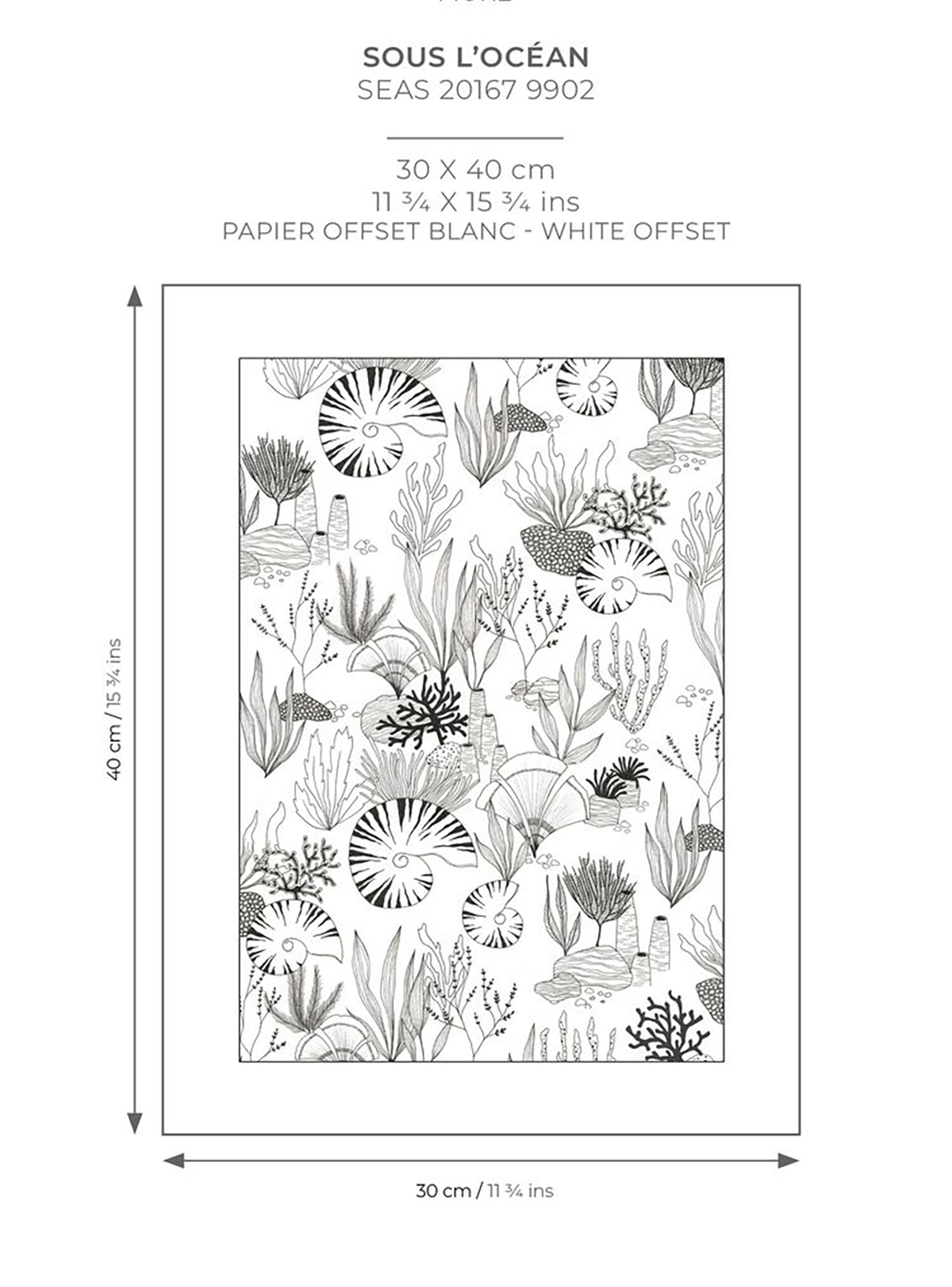 Affiche Coraux Sous l'Océan 30x40 noir et blanc - Seaside de Casadéco AMB7 | Réf. SEAS201679902