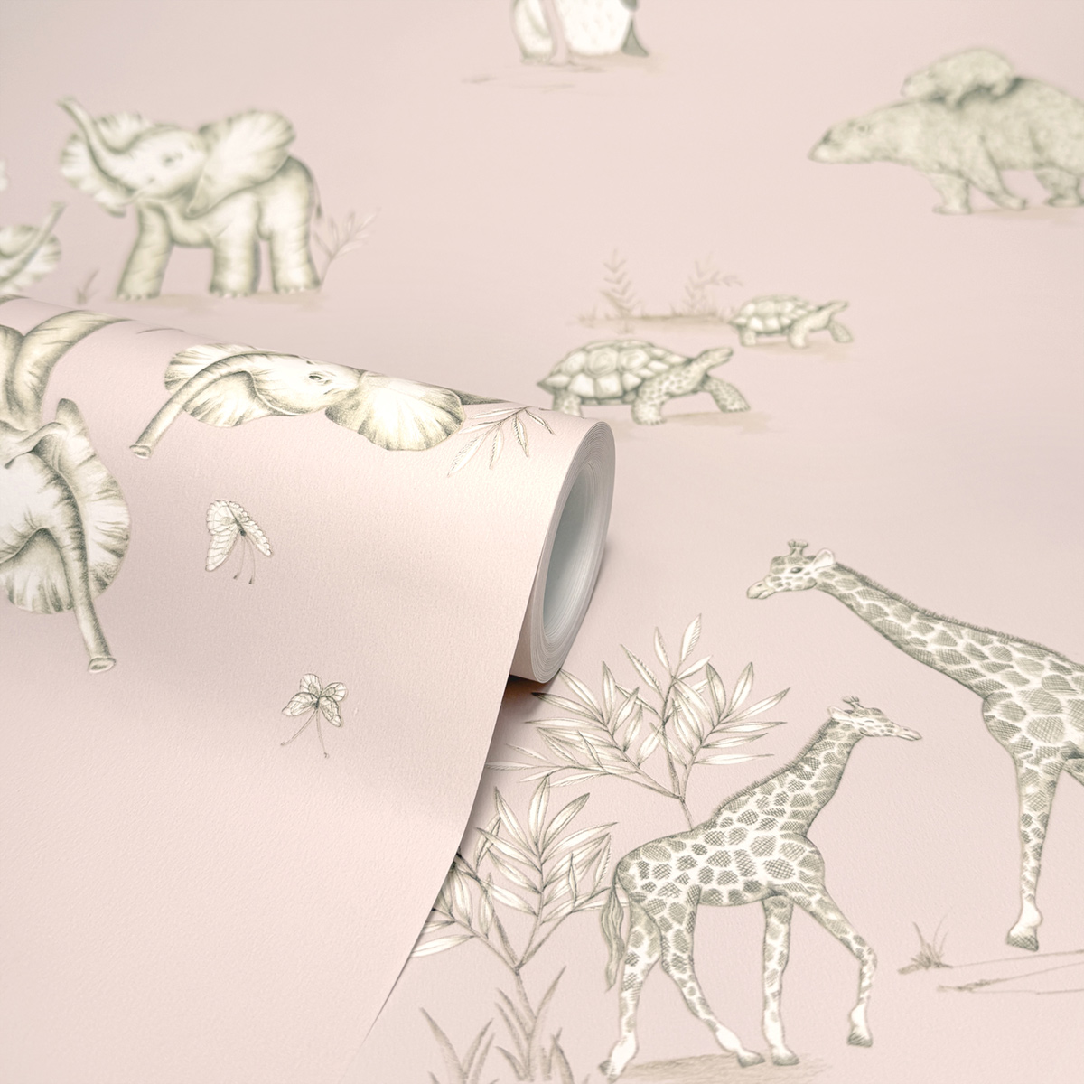 Papier peint Animaux Éléphant Safari rose - Imagine de Lutèce ROLL | Réf. LTC-DL27552