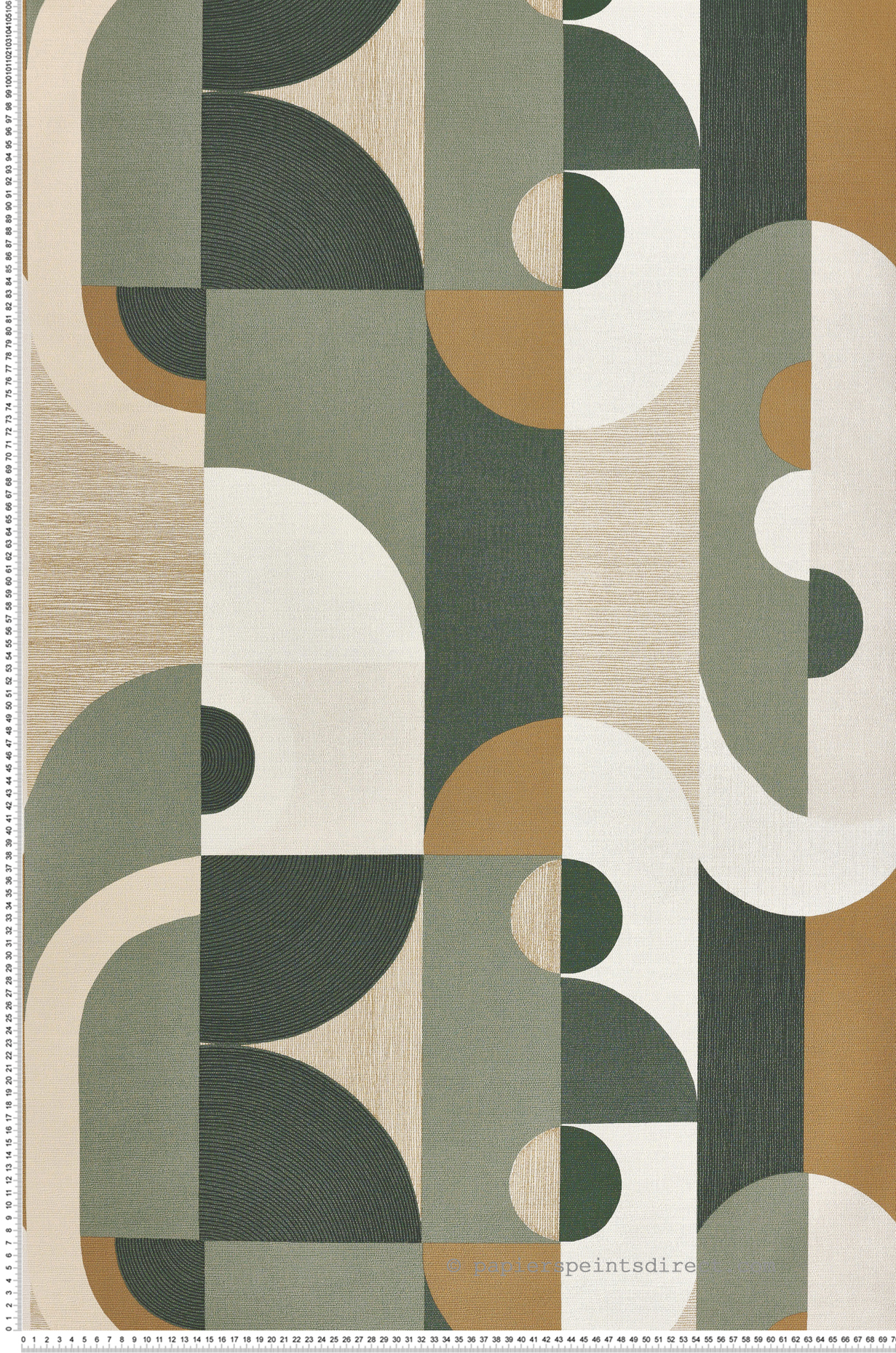 Papier peint Géométrique Cercle Vassily vert beige - Mouvements de Casamance | Réf. CAS-75990100