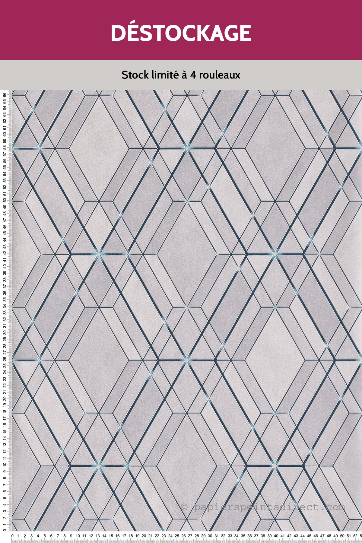 Papier peint Destockage - Géométrique 3D Millénium gris bleu - Reflets