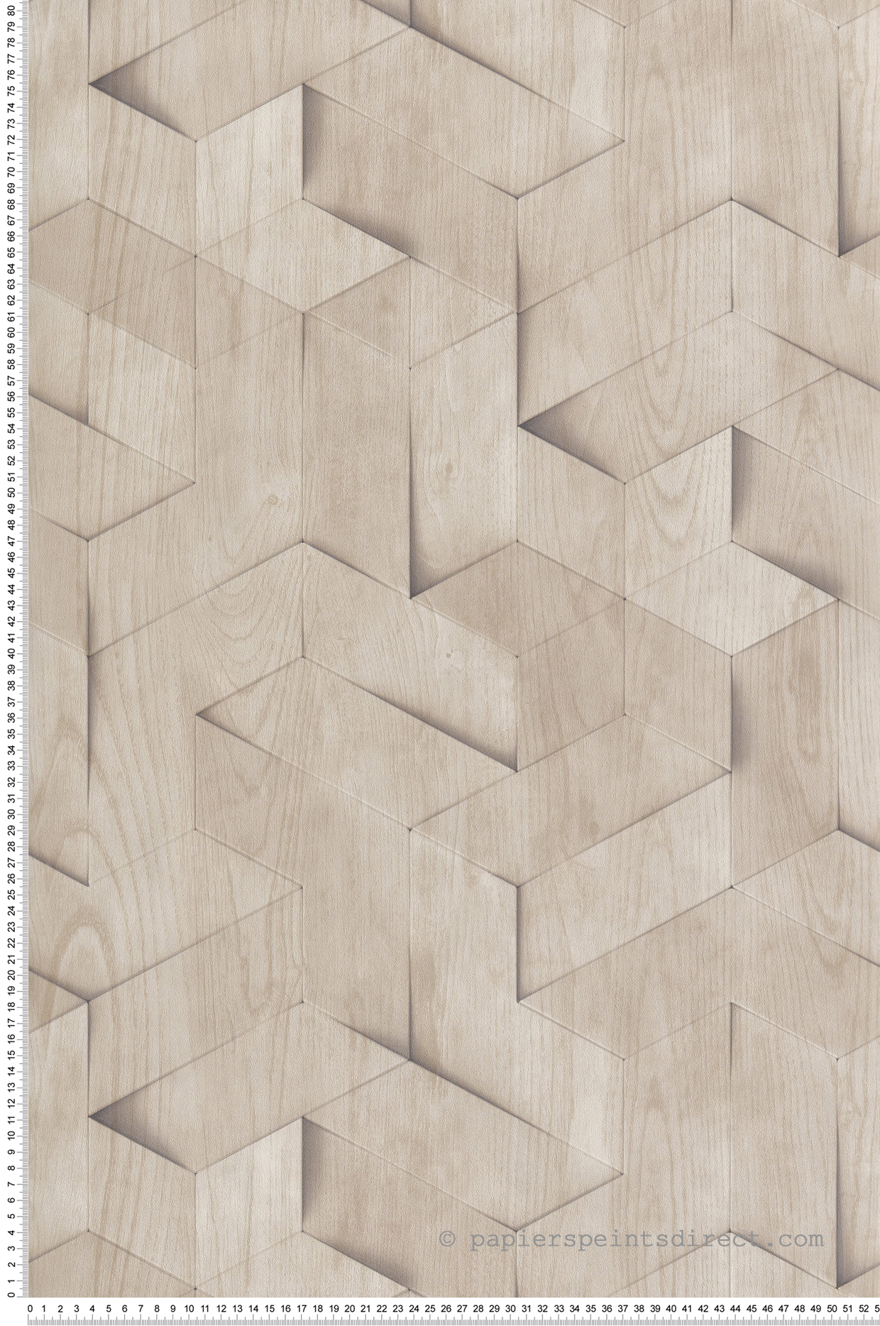 Papier peint Géométrie Bois 3D écru - Brut d'Ugépa | Réf. UGP-M74407