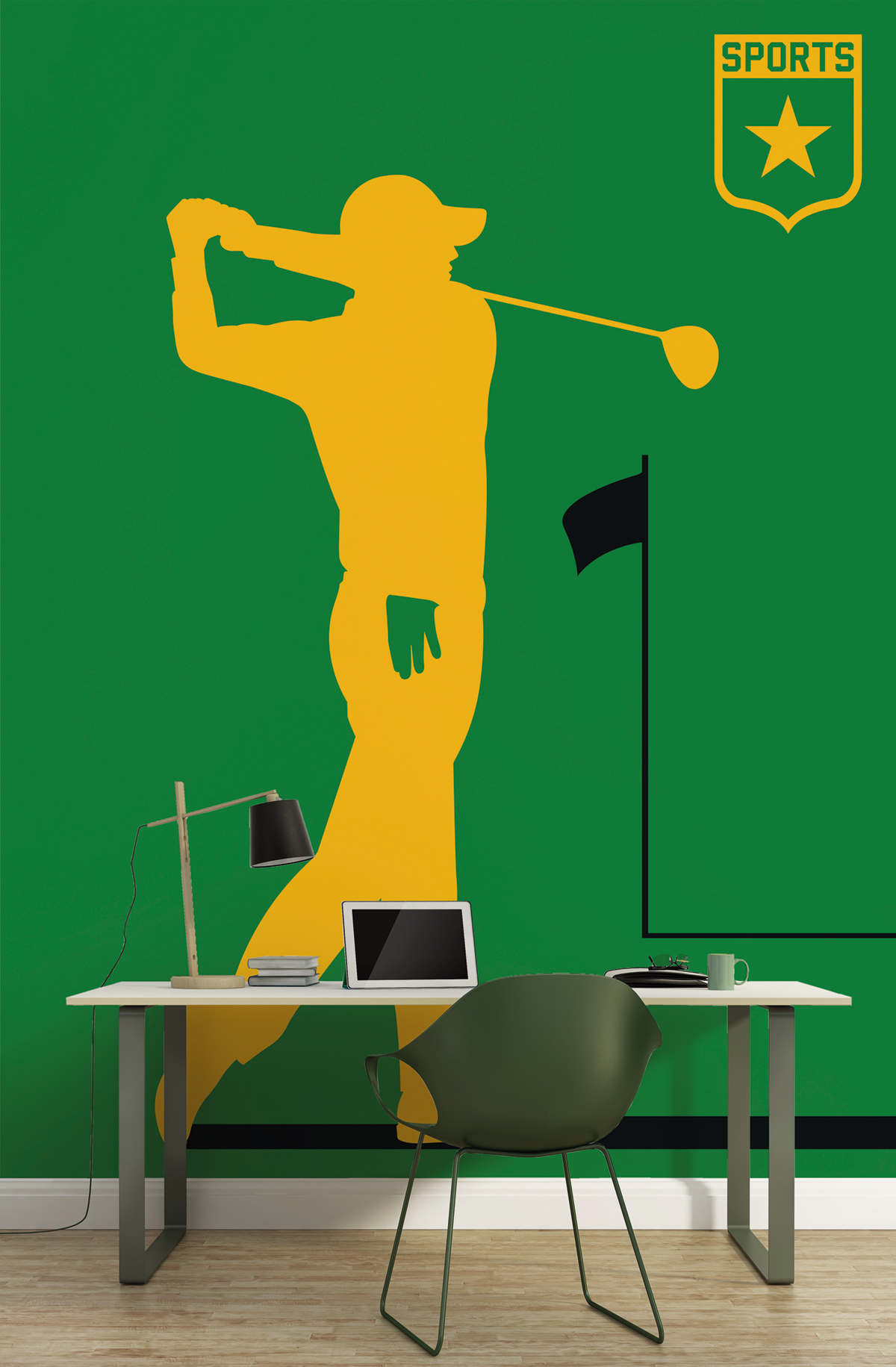 Papier peint panoramique Retro Pop Golfplayer - Référence DD120157 - Intissé 200g/m2 - Standard 200 x 270