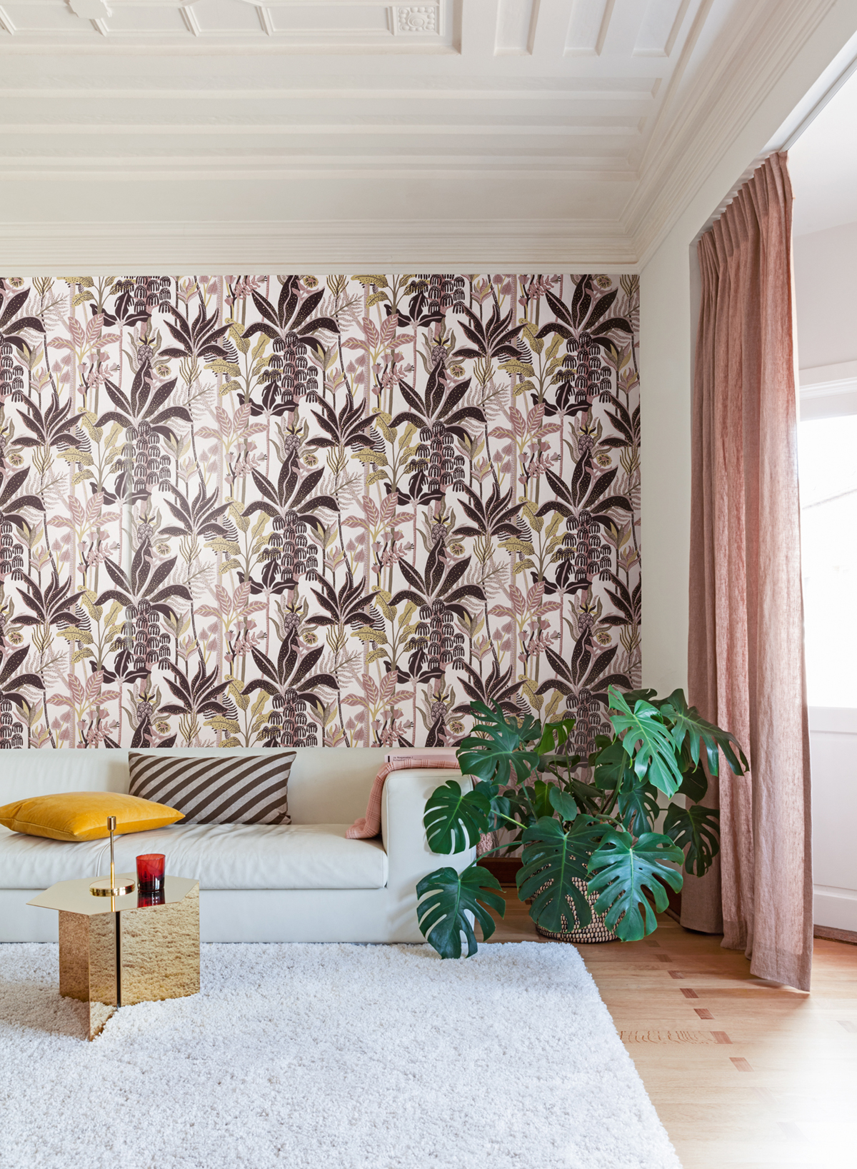 Papier peint Jungle Tropicale José lila vert - Havana de Masureel | Réf. MAS-HAV003