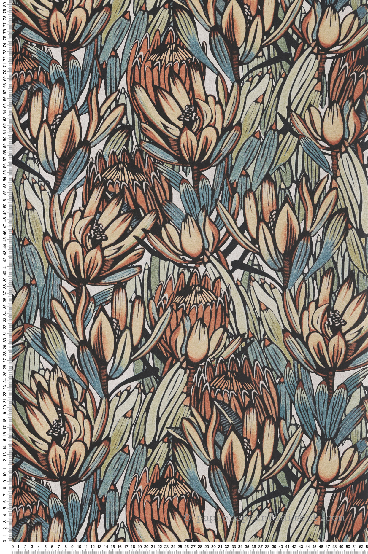 Papier peint Jungle Feuillage bleu vert terracotta - Merida de Montecolino | Réf. MC-BA26031