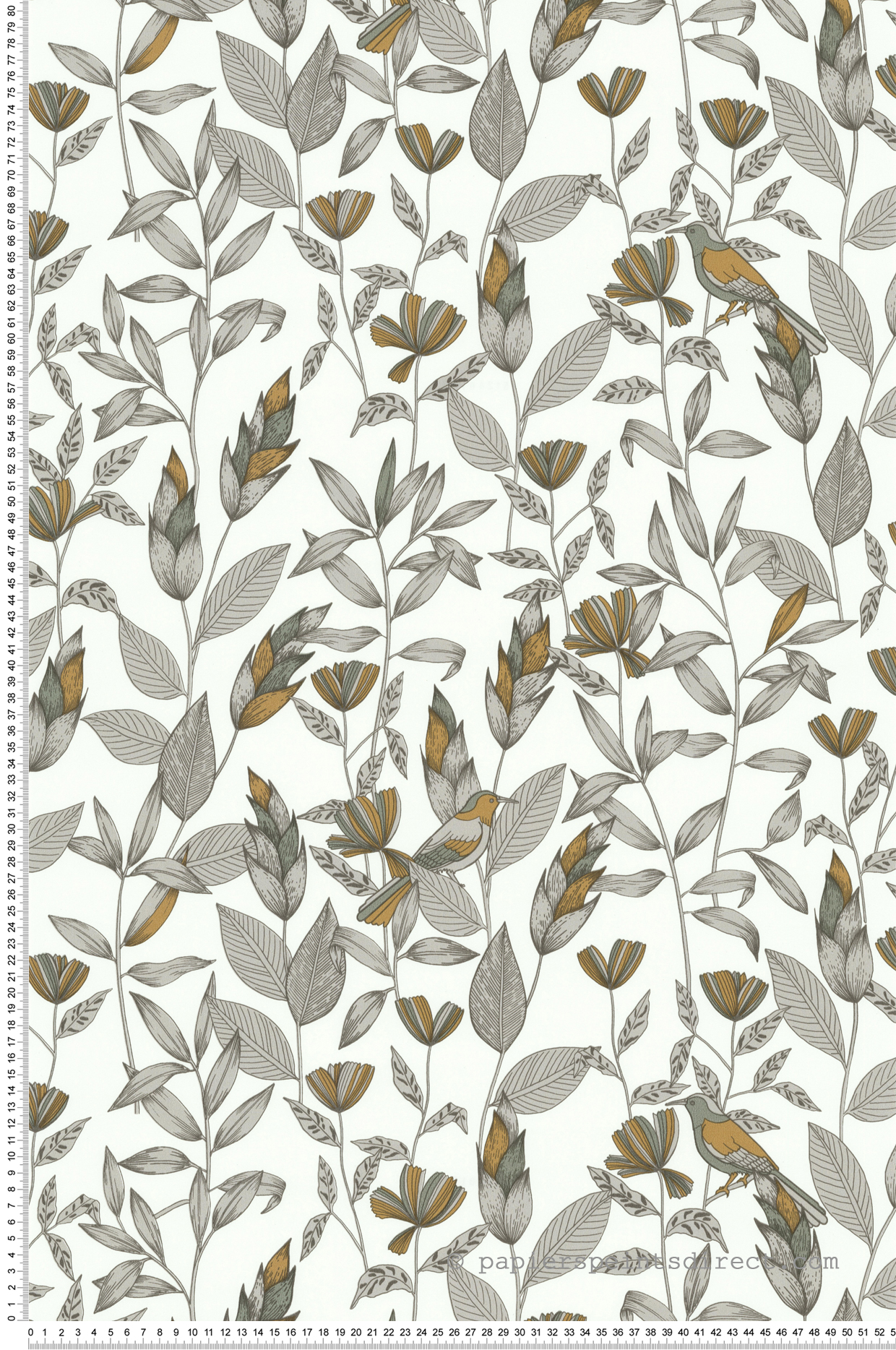 Papier peint Fleur Little Bird vert moutarde - Jardin d'Eden de Lutèce | Réf. LTC-51246104