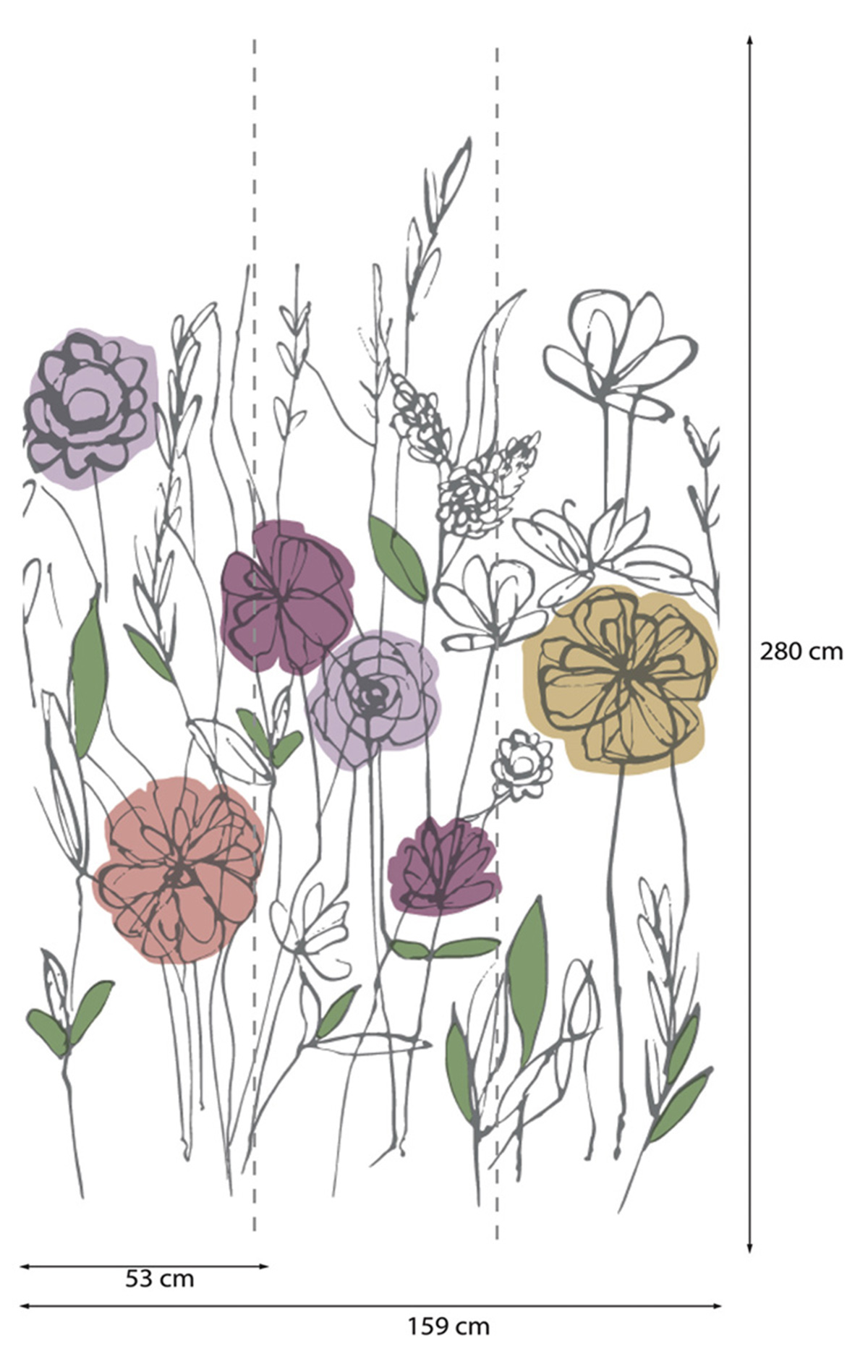 Papier peint Panoramique Poussée de Fleurs violet - Poésie de Lutèce AMB1 | Réf. LTC-51252313