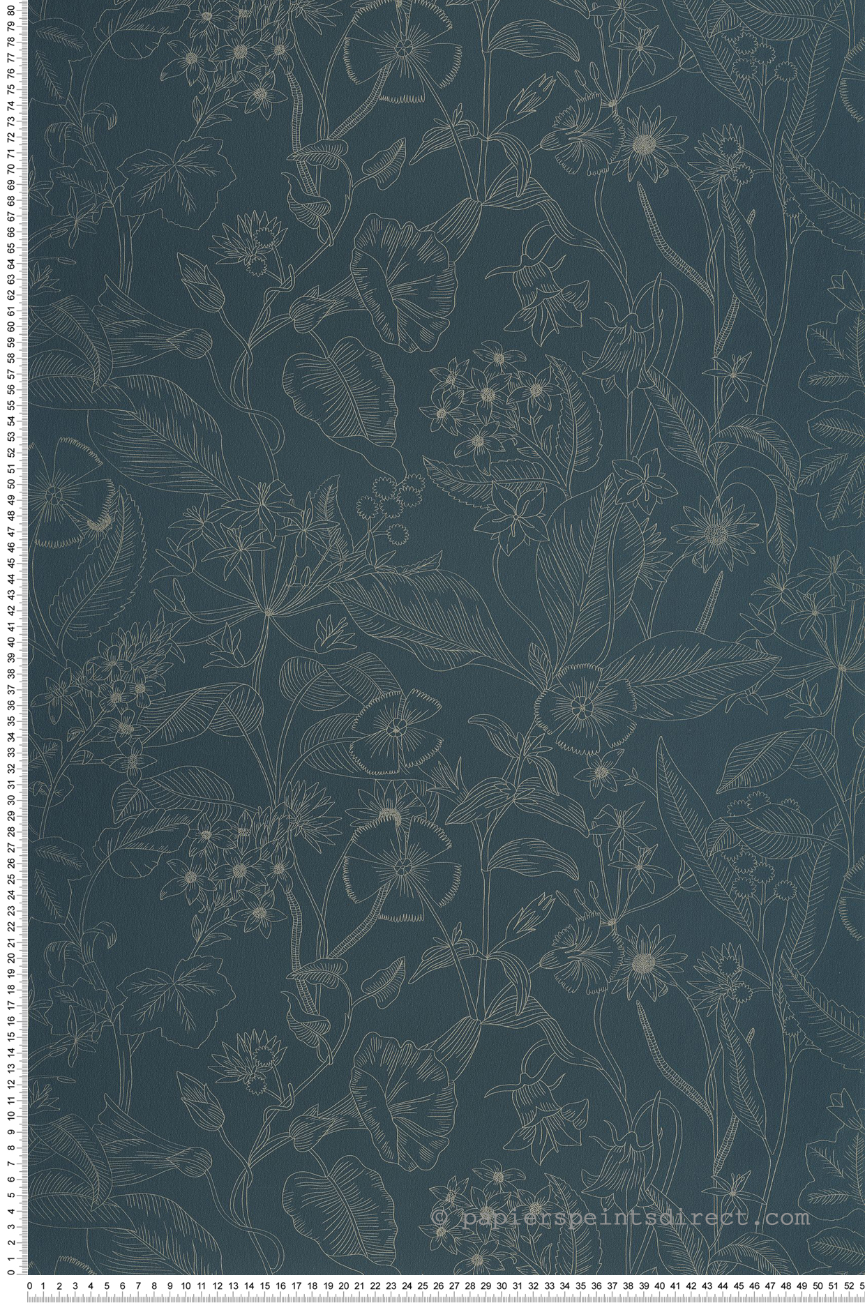 Papier peint Floral Lightness bleu paon doré - Light de Casélio | Réf. LIG106606025