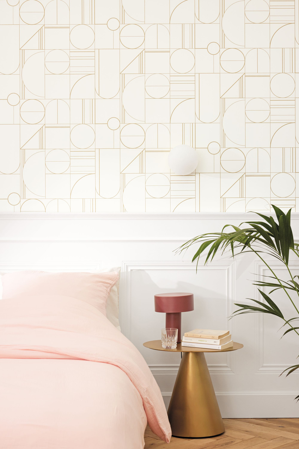 Papier peint Art Déco Border blanc doré - Outlines de Casélio | Réf. OTLS105060248