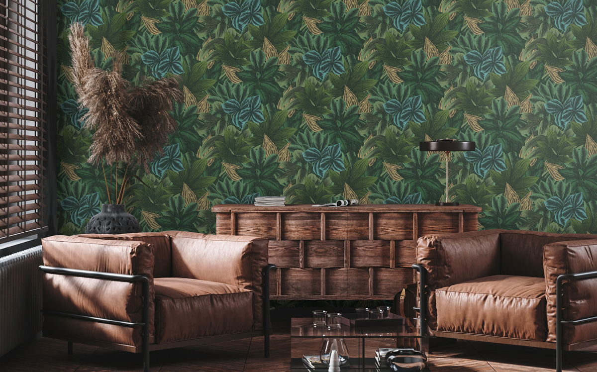 Papier peint Tropical Feuille Léa vert - Metropolitan Stories 3 d'A.S. Création | Réf. AS-392224