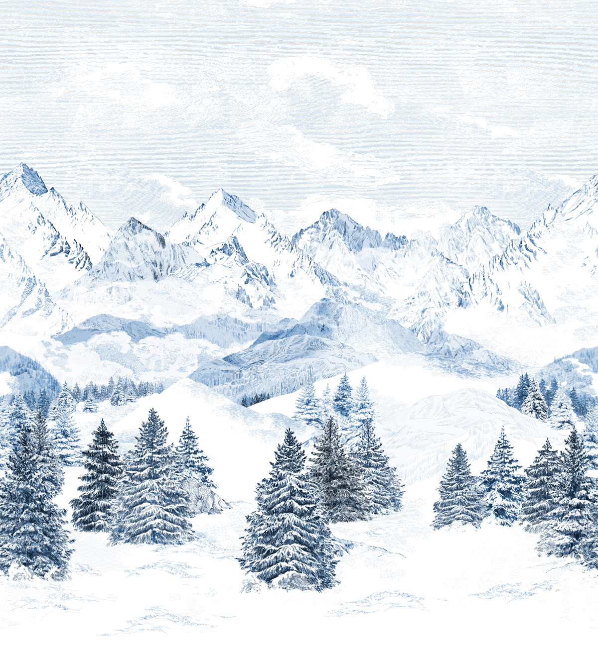 Papier peint panoramique Montagne Les Cimes Bleu A+B - 1/2/3/4/5/6 - Isidore Leroy