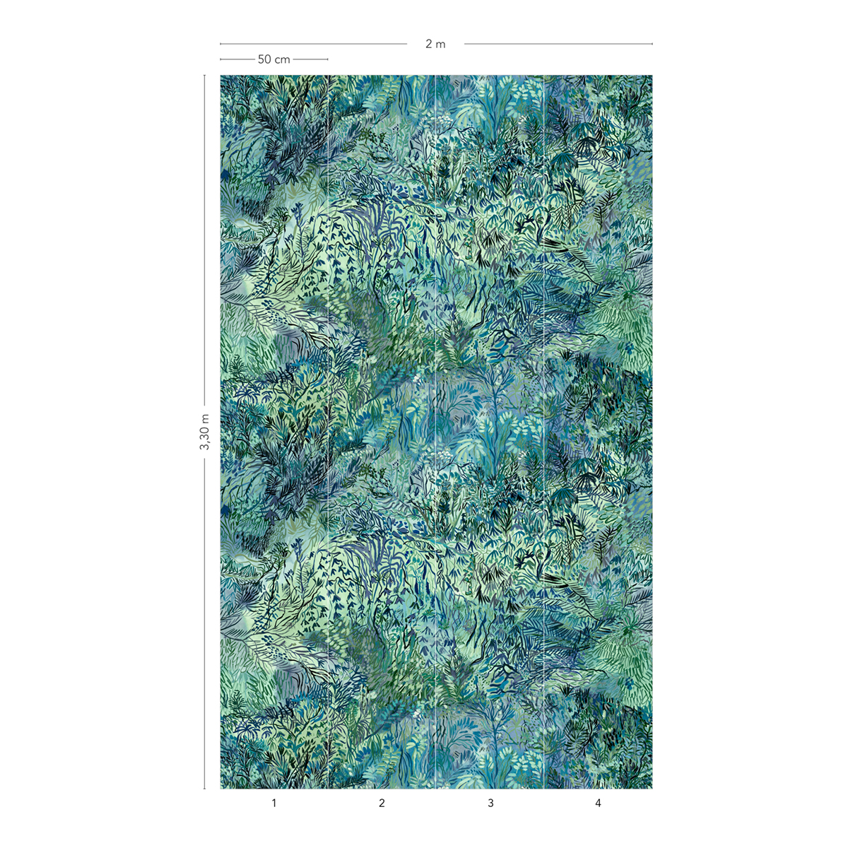 Papier peint panoramique Les Vagabondes Bleu - 4 lés 1/2/3/4 - Isidore Leroy