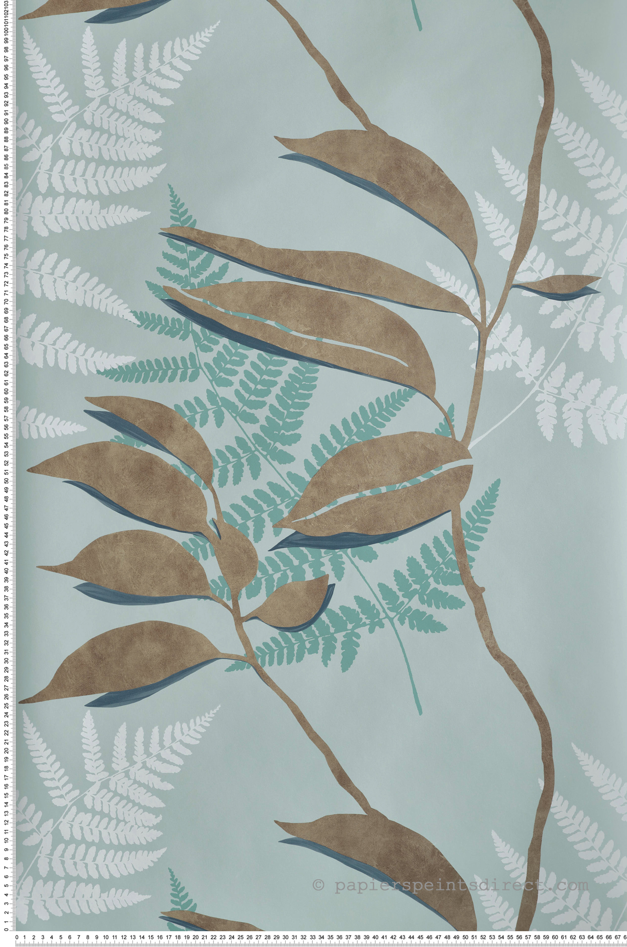 Papier peint Feuille d'Or Mordoré bleu - Folium de Osborne & Little | Réf. OSB-W7331-02