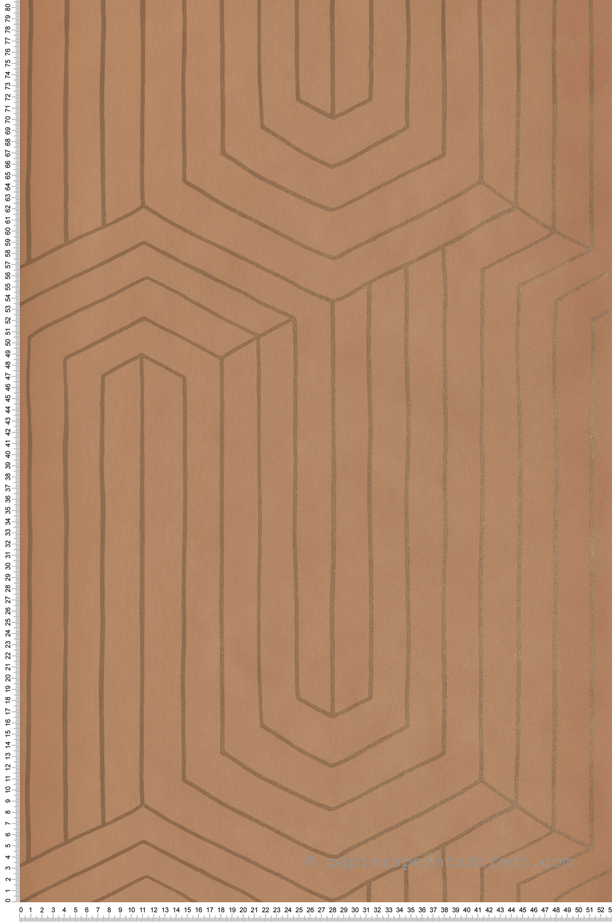 Papier peint Trait Géométrique Infini camel métallisé - XXL de Casélio | Réf. XXL104522029