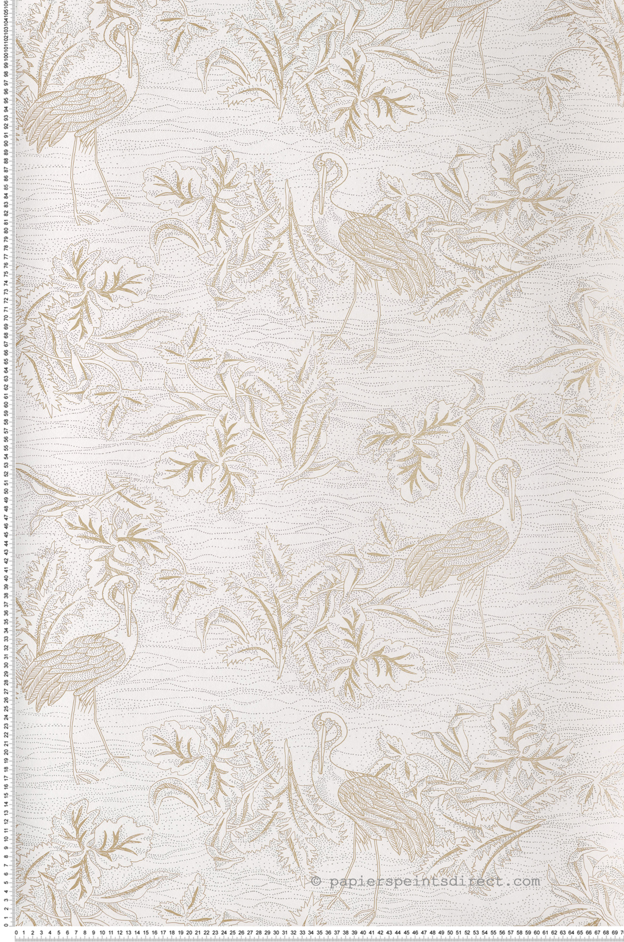 Papier peint Oiseau Pois Mirador blanc doré - L'Ile aux Oiseaux de Casamance | Réf. CAS-75891222