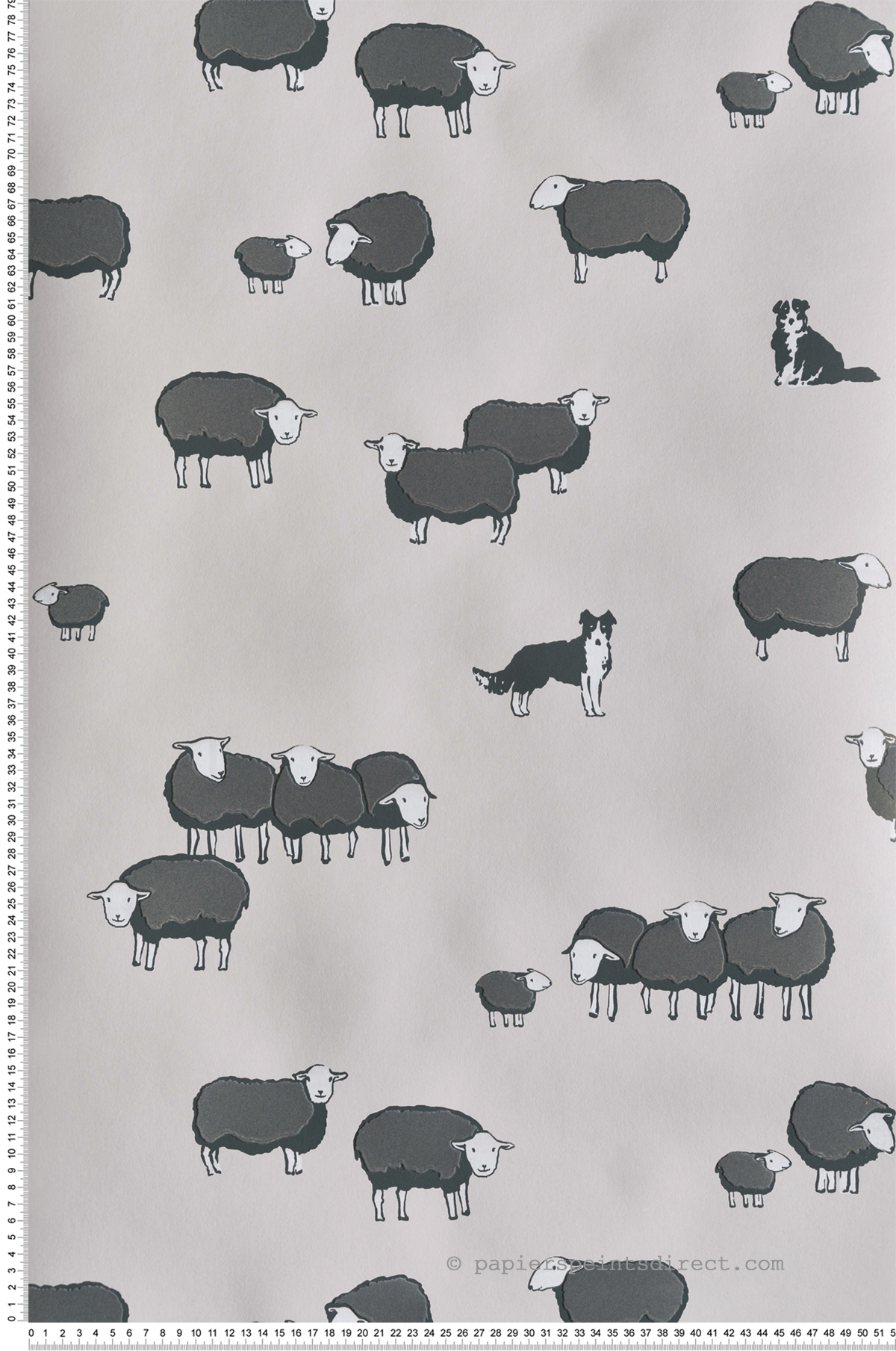 Papier peint Mouton Nip et Lassie Slaked Lime Dark - Storybook Papers de Little Greene | Réf. 0231NISLAKE