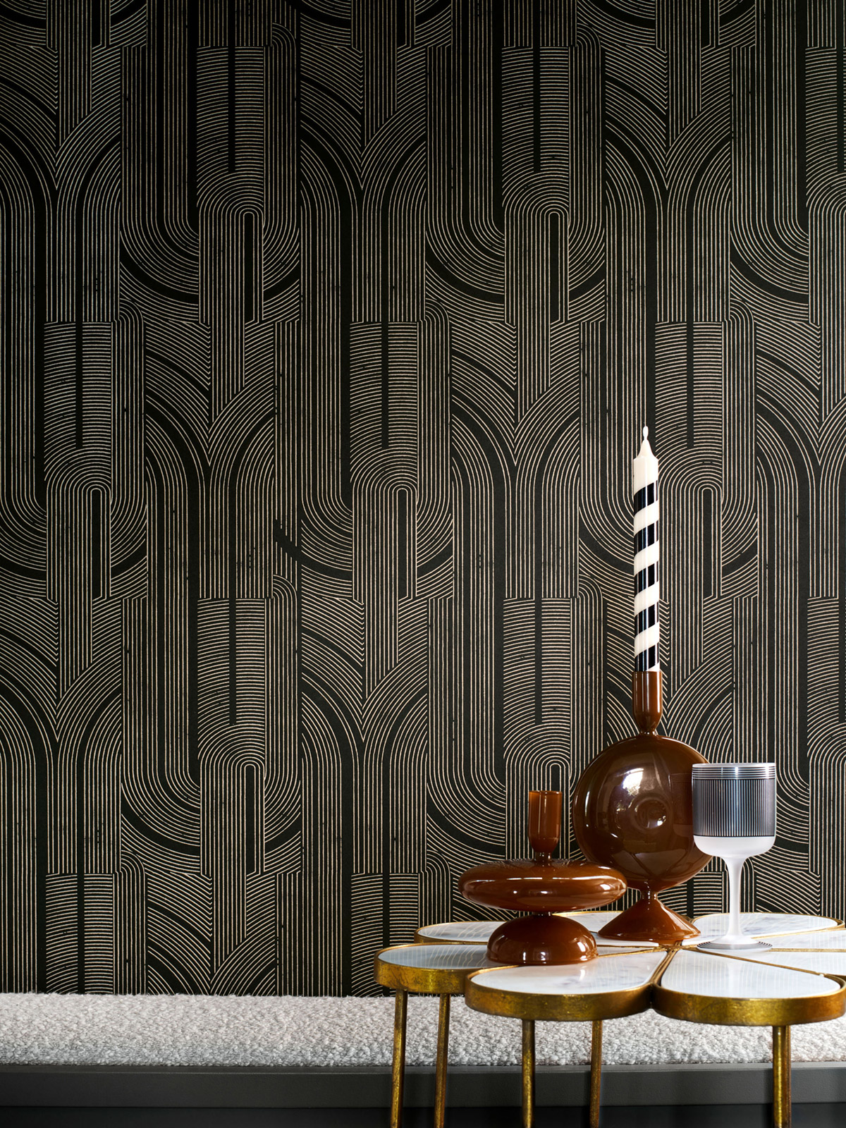 Papier peint Arche Porte noir doré - Faubourg des Lumières de Casamance AMB2| Réf. CAS-76282344