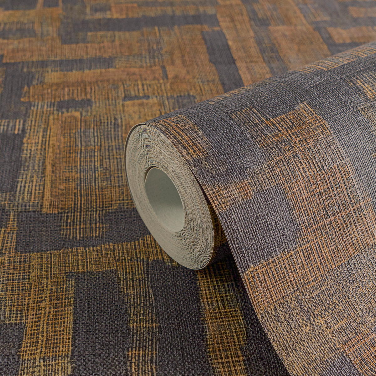 Papier peint Géométrie Ethnique gris intense caramel - Metropolitan Stories 4 Hot Spots d'A.S. Création AMB5| Réf. AS-782044