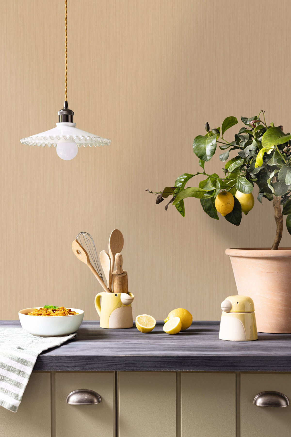 Papier peint Uni Lignosa camomille - Woodline de Casélio | Réf. WOD106801310