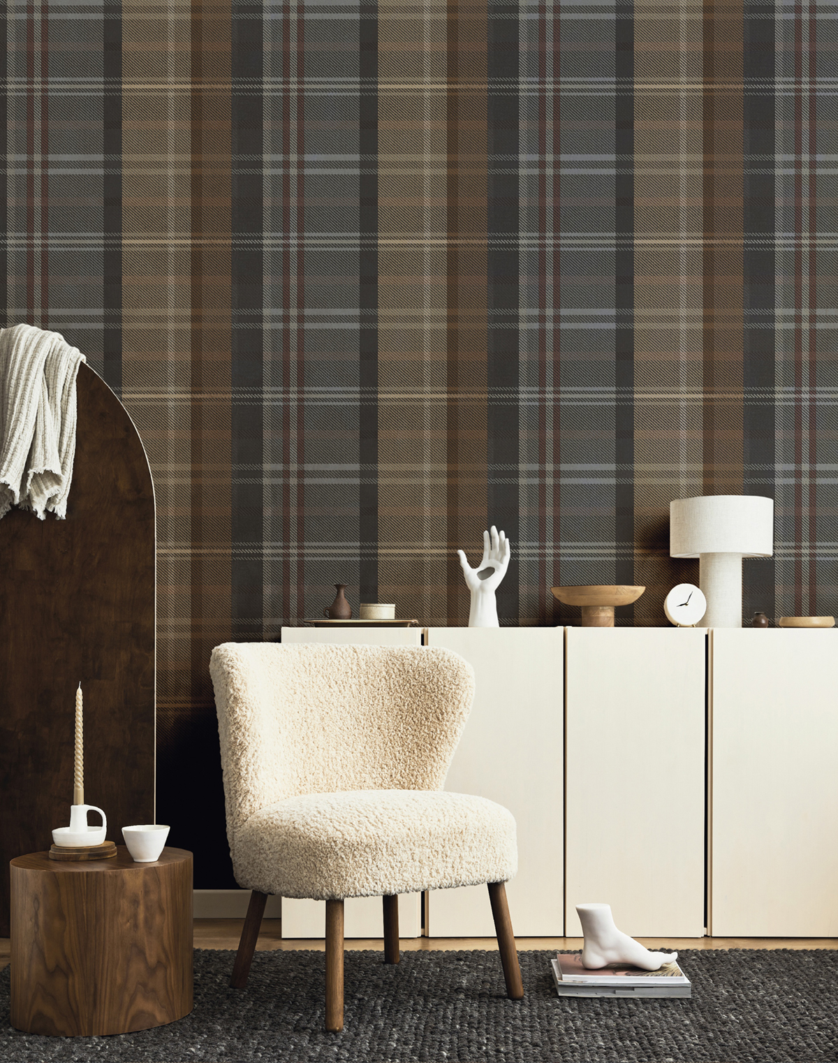 Papier peint Grand Tartan Ecossais brun - Maison Paradis de Lutèce | Réf. LTC-MP15567