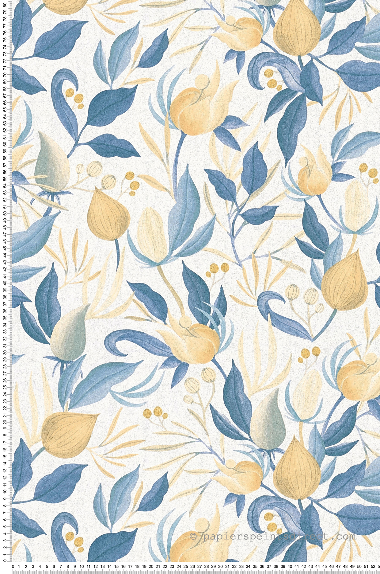 Papier peint Floral Still Bloom jaune bleu - Cosmoliving d'A.S. Création | Réf. AS-790626