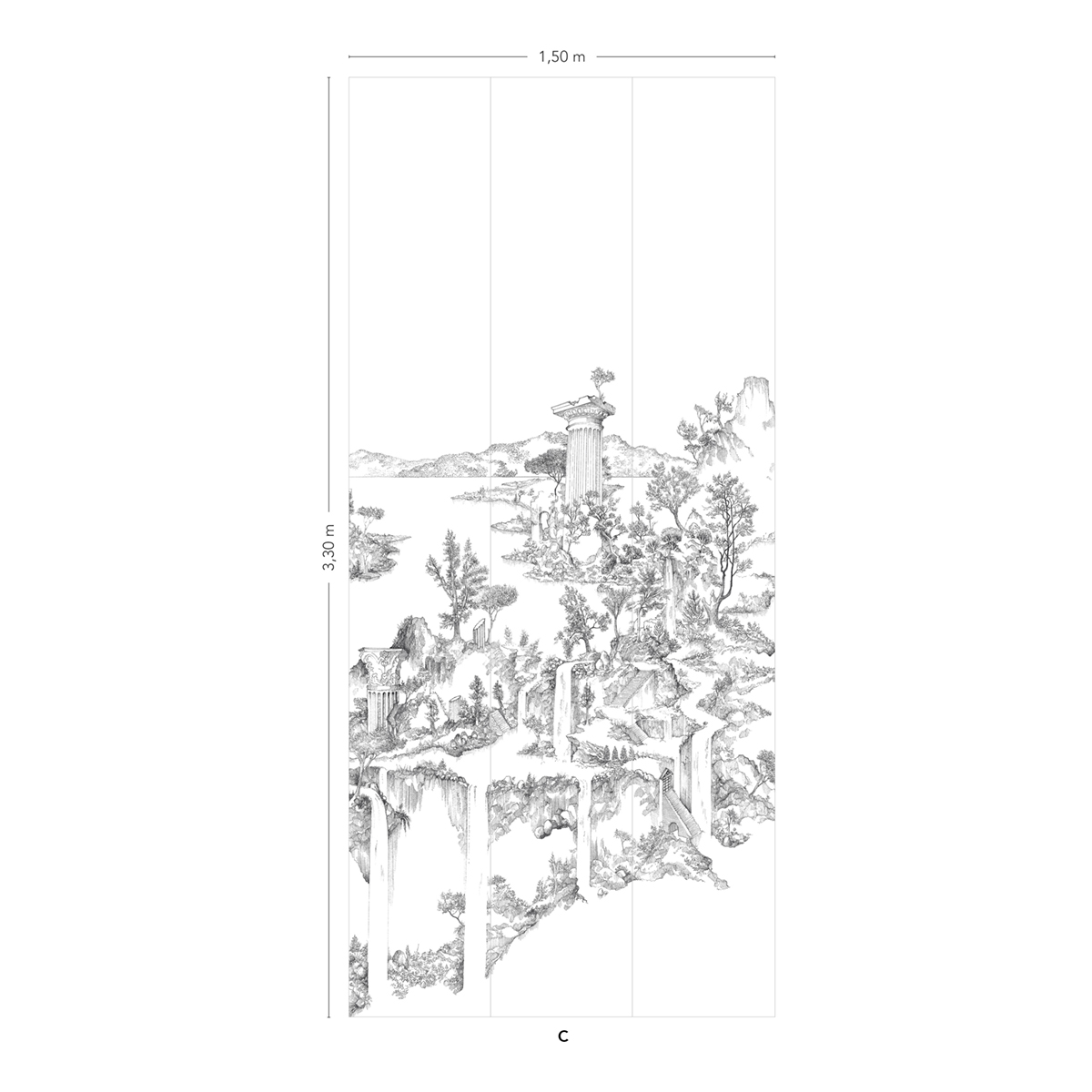 Papier peint panoramique Paysage Cité Rêvée Noir et Blanc C - 7/8/9 AMBr - Isidore Leroy