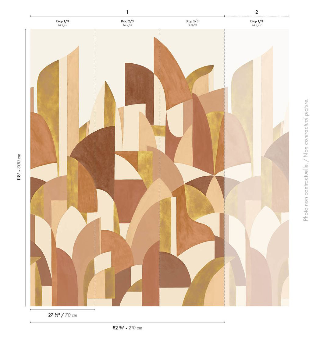 Papier peint panoramique Géométrique Pablo terracotta doré - Panoramas 4 de Casamance AMBR | Réf. CAS-A74882650