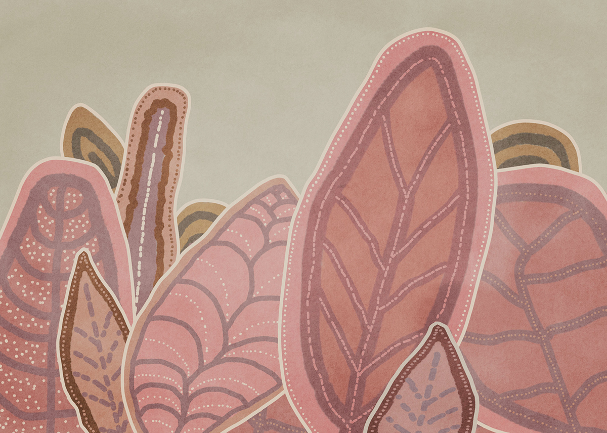 Papier peint panoramique Feuille Papunya Leafs - Papier peint Komar Flair