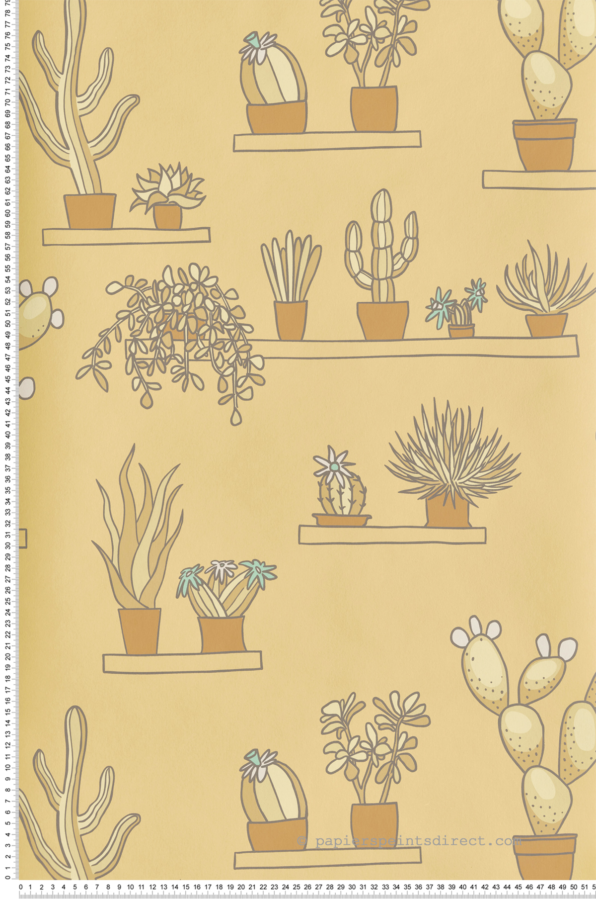 Papier peint Cactus Mr Straw's Greenhouse Light Gold - In The Garden de Little Greene | Réf. 0234SGLIGHT