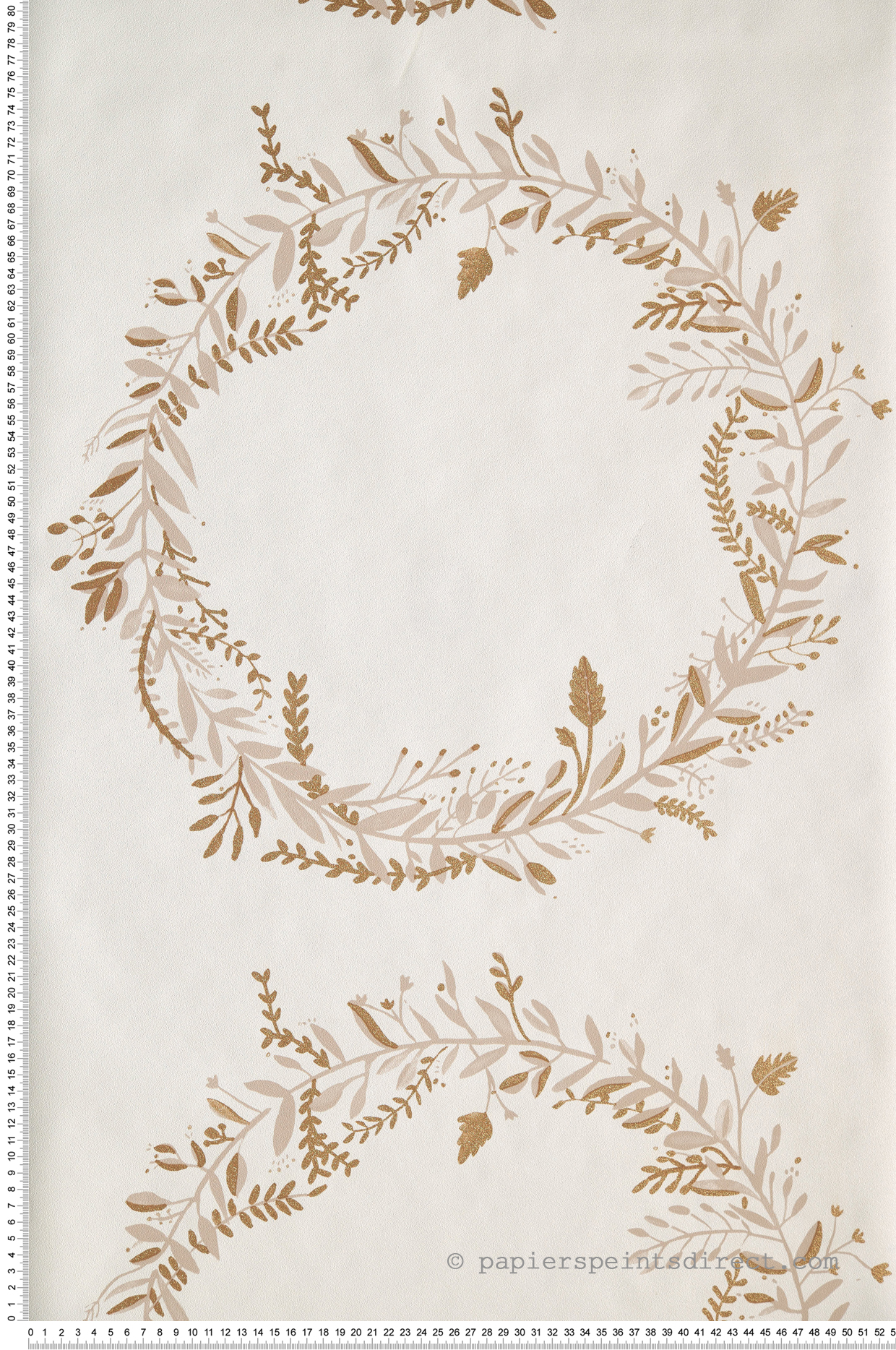 Papier peint Couronne Feuilles Harmony Blanc/Beige/Doré - Green Life de Casélio | Réf. GNL101681020