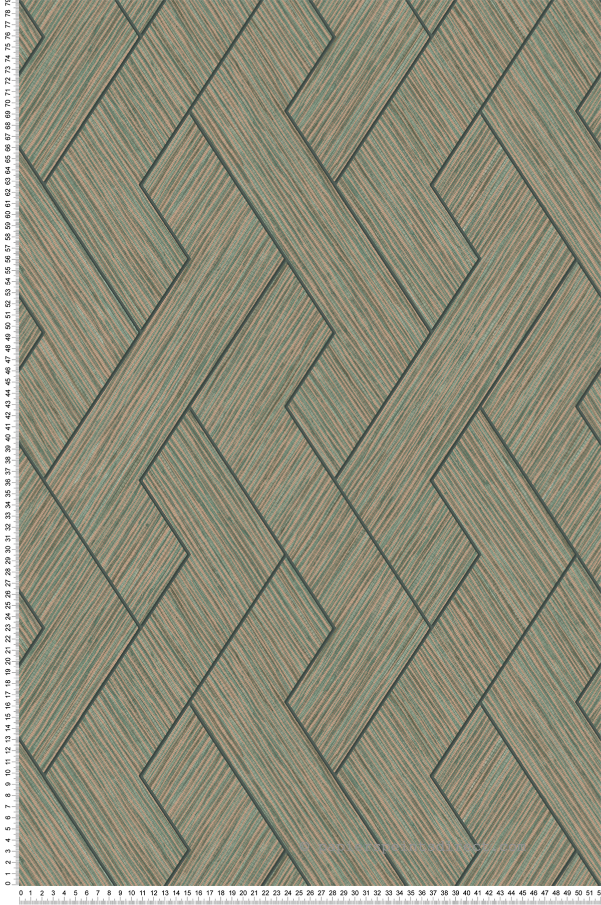 Papier peint Graphique Paille Ember vert cuivre rose - Harry de Lutèce | Réf. LTC-DL26726
