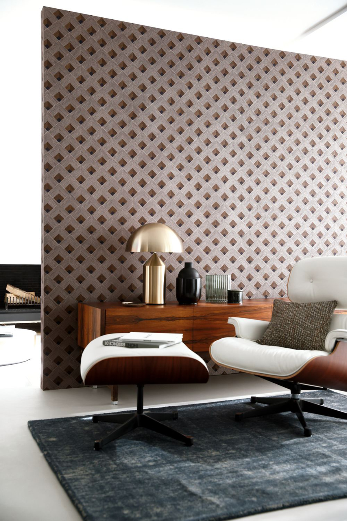 Papier peint géométrique ethnique Ondes Marine - Misura de Casamance AMB2 | Réf. CAS-74471132