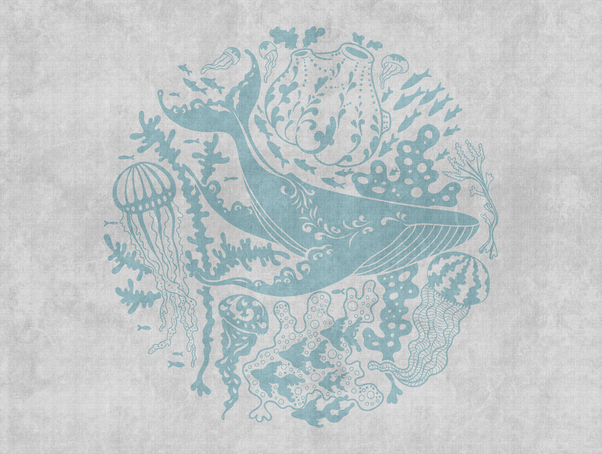 Papier peint panoramique Marin Baleine Méduse - The Wall d'A.S. Création | Réf. AS-383061