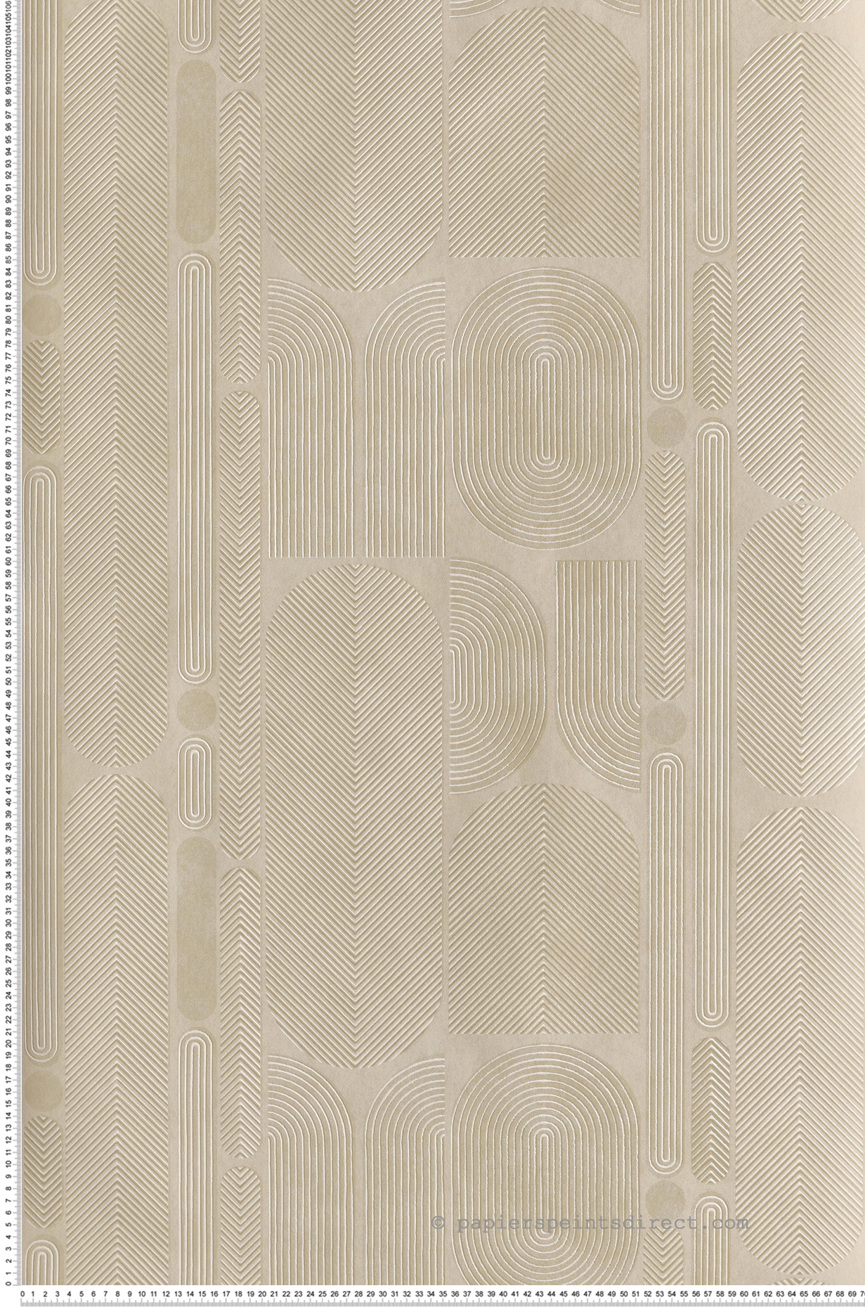 Papier peint Ethnique Graphique Ovala beige sable nacré - Rock de Masureel | Réf. MAS-ROC202