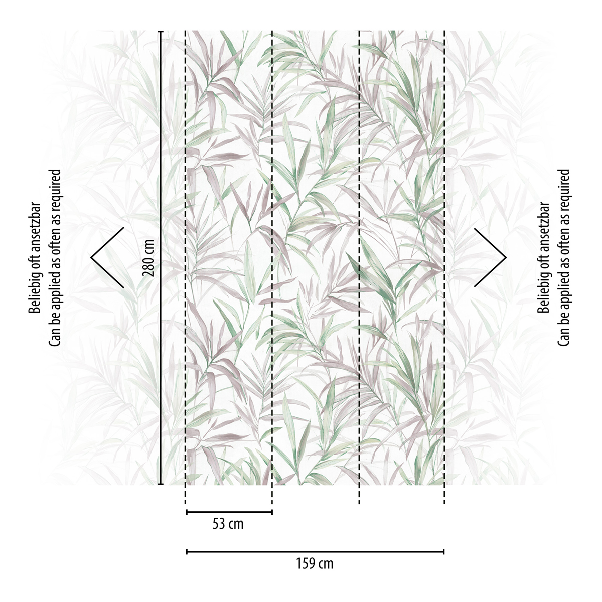 Papier peint panoramique Feuille Nature Cecilia vert gris - Cosmoliving d'A.S. Création REGLE | Réf. AS-791452