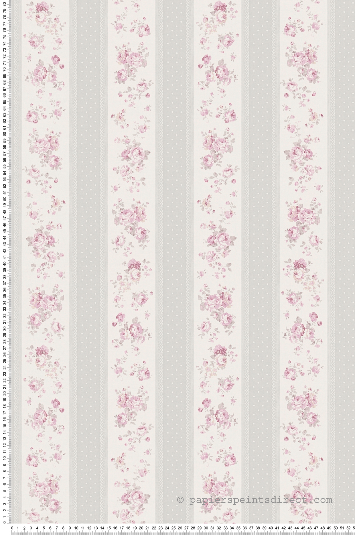 Papier peint Rayure Pois Florale gris rose - Maison Charme d'A.S. Création | Réf. AS-390692