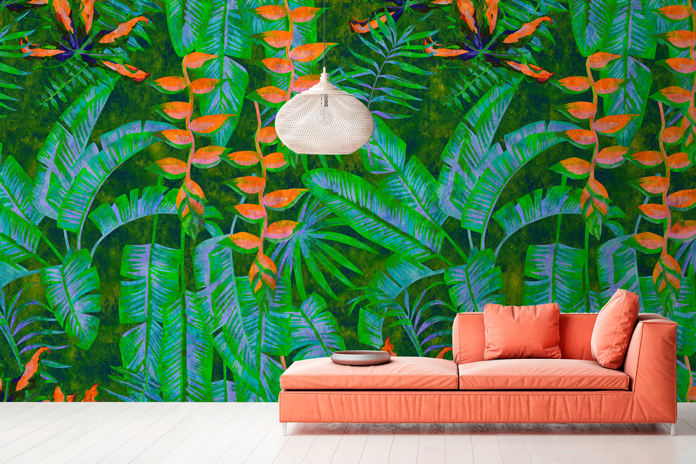 Papier peint panoramique Jungle Feuille Tropicana 4 AMB - Référence DD114077 - Intissé 200g/m2 - Standard 500 x 270