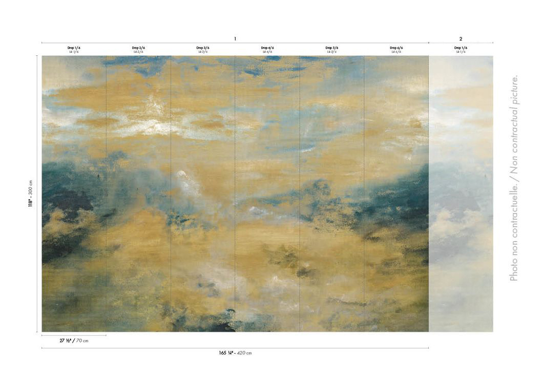 Papier peint panoramique Ciel Heure Dorée pétrole doré - Panoramas 4 de Casamance AMBR | Réf. CAS-76751222