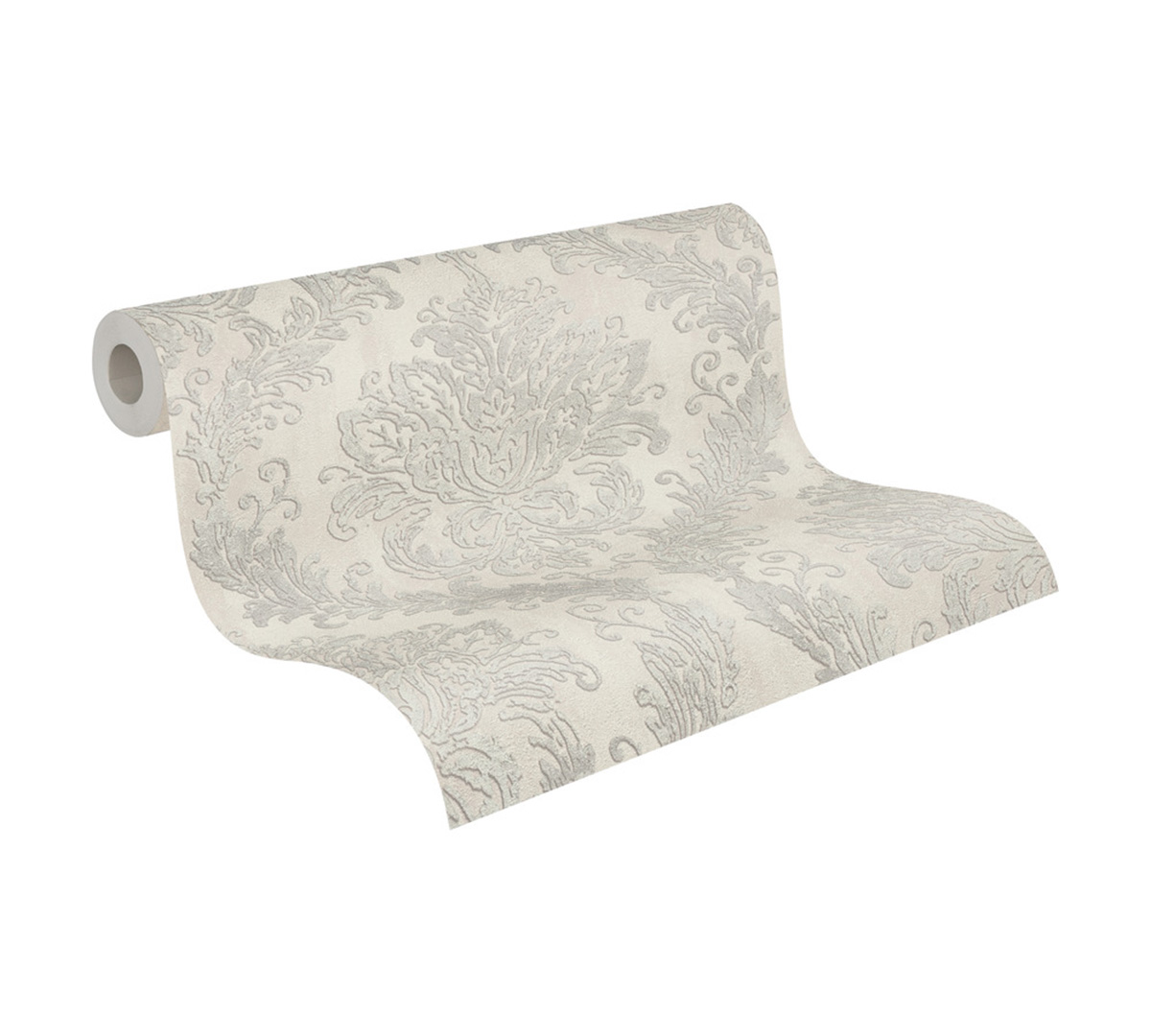 Papier peint Baroque Médaillon gris perle argenté - History of Art 2 d'AS Création | Réf. AS-790494