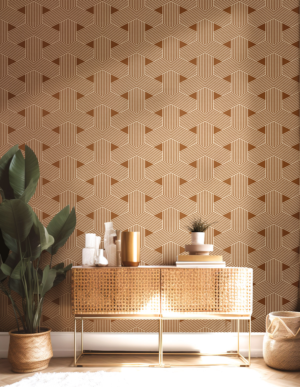 Papier peint Illusion 3D marron beige - Seven de Montecolino | Réf. MC-30134