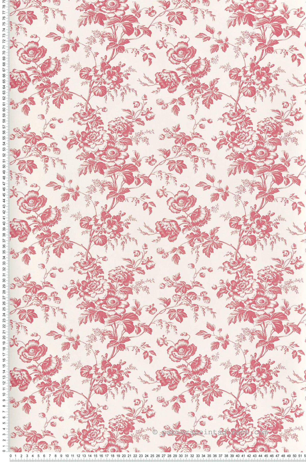 Papier peint Fleurs Anemone Vintage rouge blanc crème - Toiles de York (Initiales) | Réf. INI-RT7871