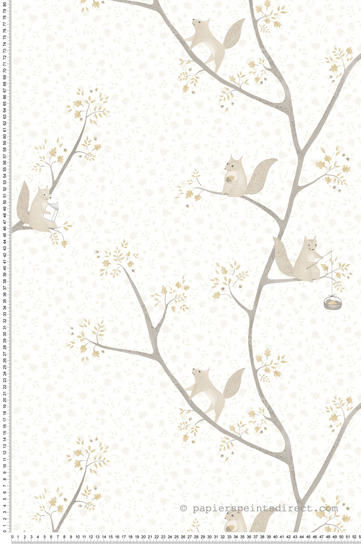 Papier peint Ecureuil Oscar grège - Rose & Nino de Casadéco | Réf. RONI85611028