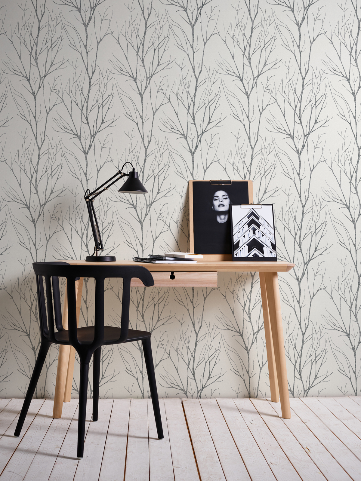 Papier peint Branche Silhouette noir argenté - Attractive 2 d'A.S. Création AMB2 | Réf. AS-372604