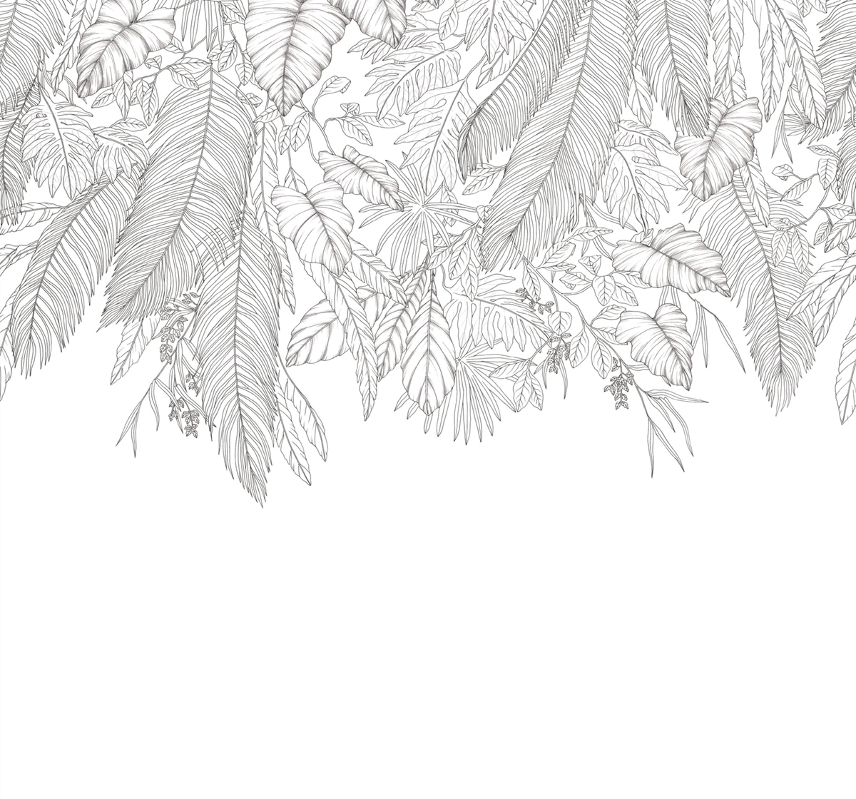 Papier peint Panoramique Jungle Tropicale Descendant noir et blanc 300X280 - Moonlight 3 de Casélio | Réf. MNL3107260908