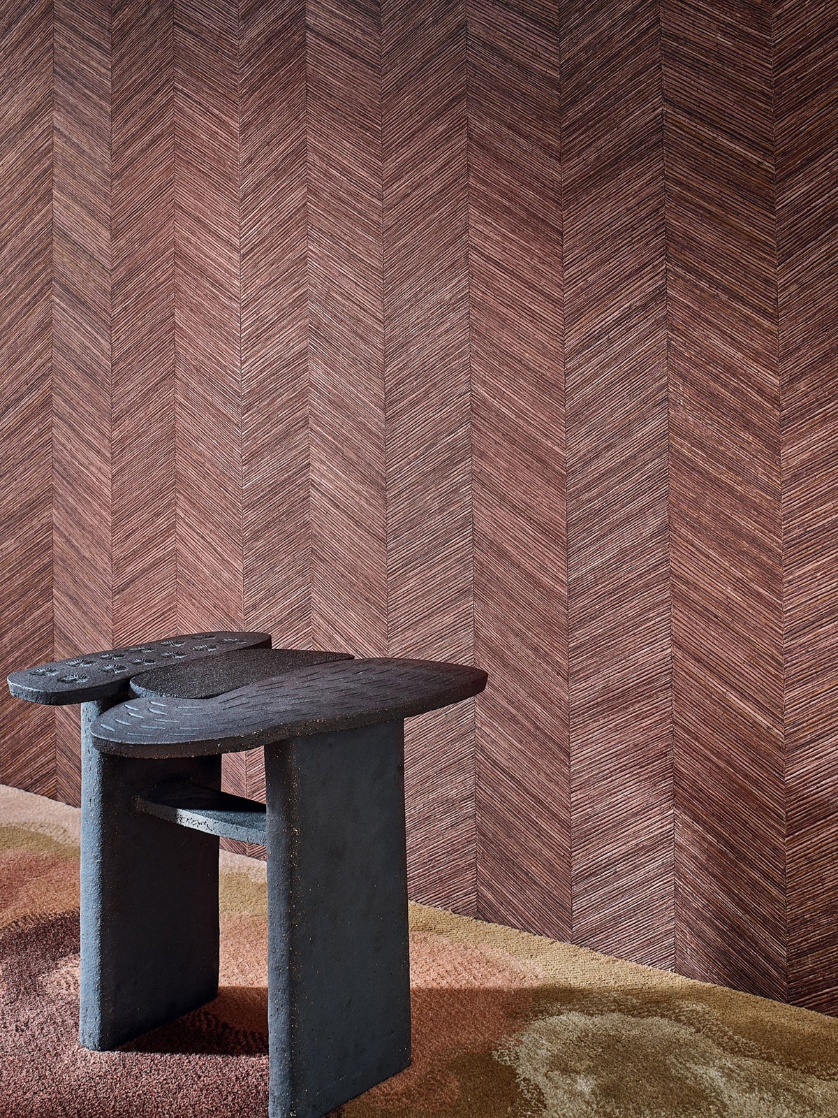 Papier peint Chevron Bois Ocotea cèdre rouge - Nature sur Mesure de Casamance AMB2 | Réf. CAS-B75372854