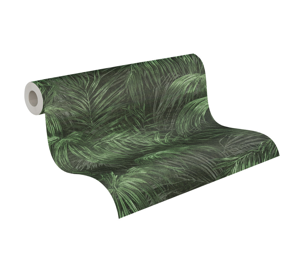 Papier peint Feuilles Jungle Croquis vert noir - Metropolis Michalsky 6 de Livingwalls ROLL | Réf. AS-399814
