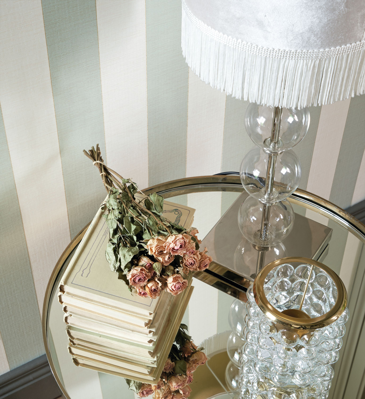 Papier peint Rayure Stripe vert amande - Five o'clock de Casadeco | AMB Réf. FOCL85837105