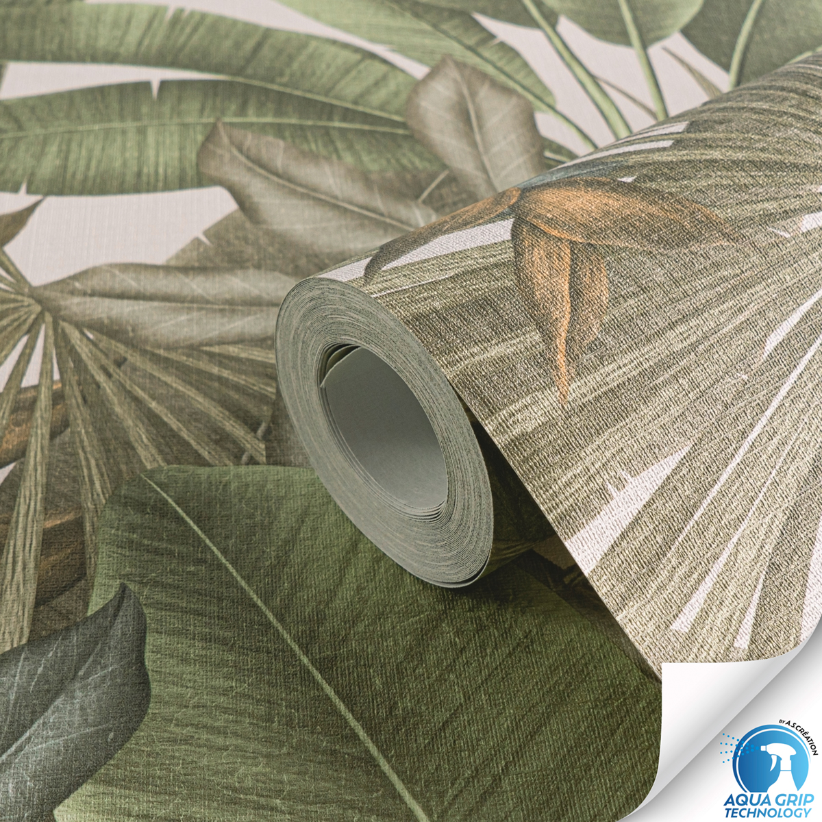 Papier peint préencollé Feuillage Jungle Amazonienne vert - Designdrop d'A.S. Création ZOOM ROLL | Réf. AS-784511