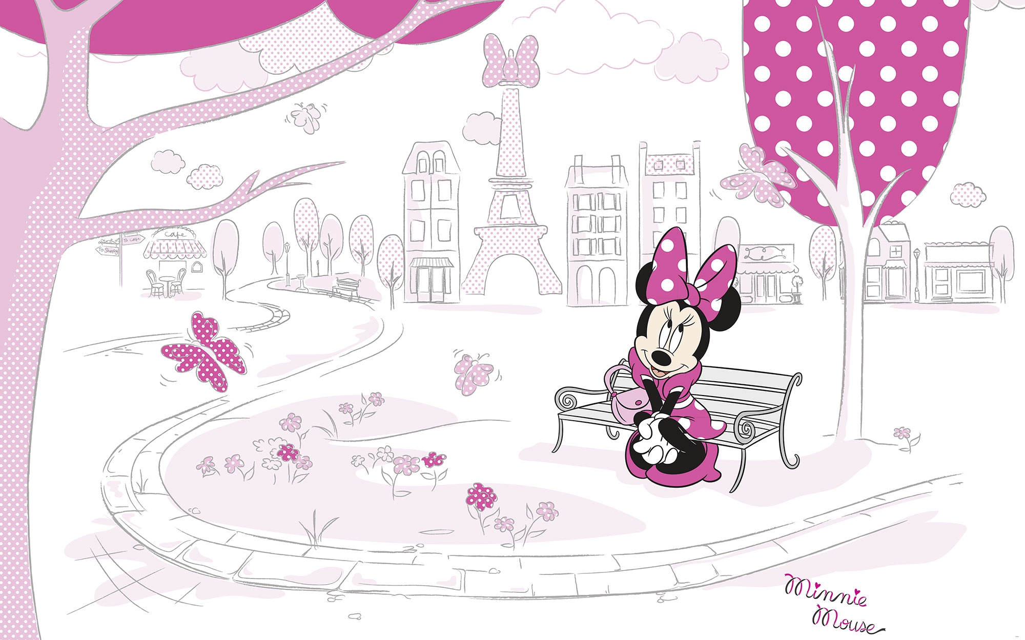 Panoramique Minnie à Paris - Papier peint Komar