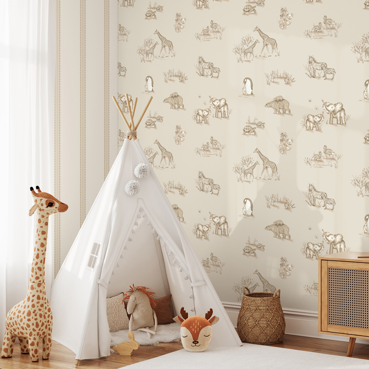 Papier peint Animaux Éléphant Safari beige - Imagine de Lutèce | Réf. LTC-DL27553